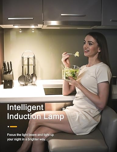 Miniatura 4 de Luces para debajo del gabinete, luz inalámbrica con sensor de movimiento para interiores, luz LED negra de 10 pulgadas, iluminación cálida