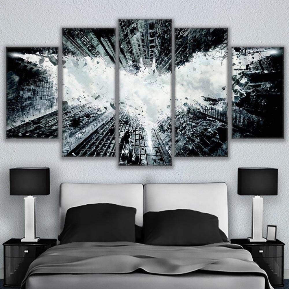 5 Pieces Canvas Panel Painting Hd Printed Modern Wall Art Modular Poster Batman For Living Room Pictures Home Decoration -Size1-Frame