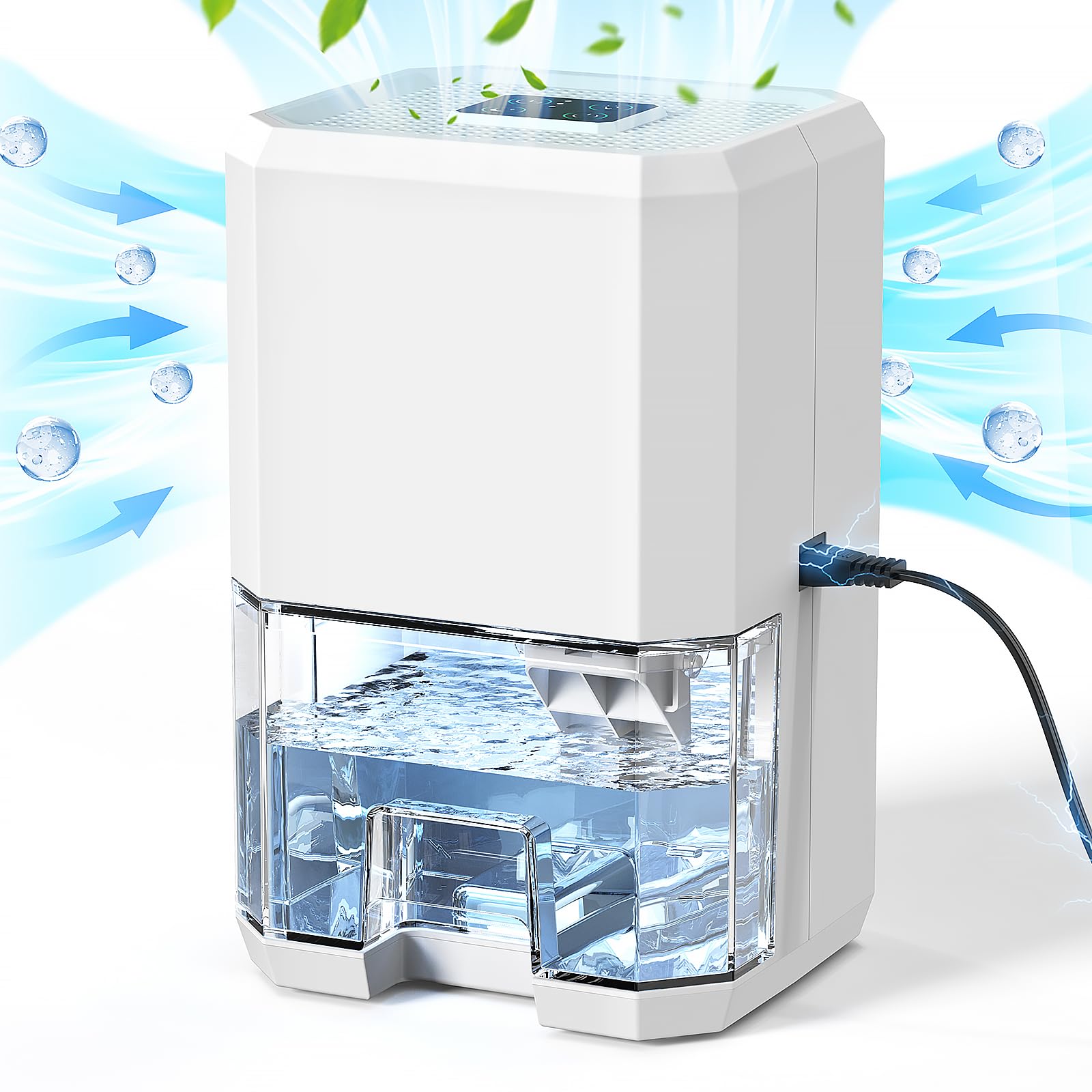 Deshumidificador 2700ML, Deshumidificador Eléctrico Silencioso Temporizador, Modo Sueño, Luz Nocturna de 7 Colores, Portátil, Ideal para Apartamentos, Baños y Sótanos (1250ML/24H) — view 8