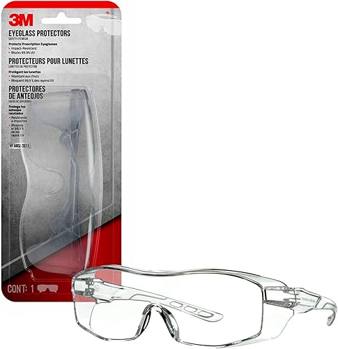 3M Protectores de gafas con lente resistente a los arañazos, marco transparente, lente transparente