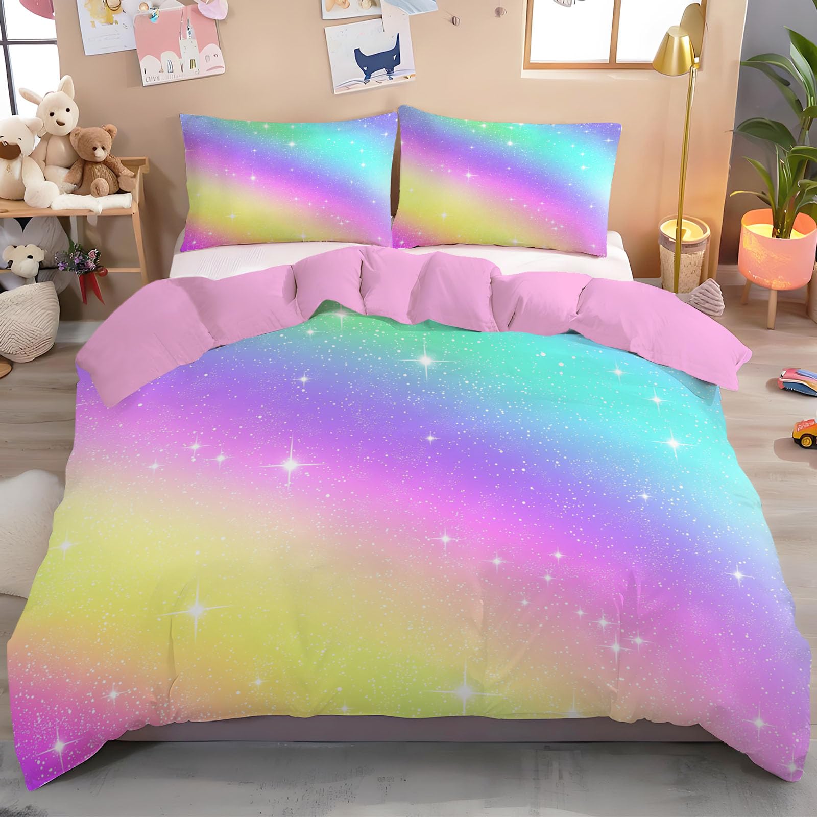 Parure de lit ado fille au décor rêve ciel étoilé romantique pour chambre cocooning