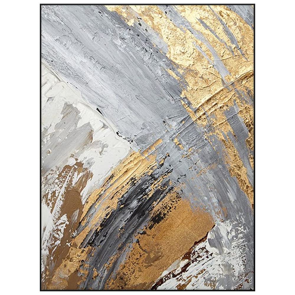 Pinturas Al Pintura Al Óleo Pintado A Mano,Gris Blanco Textura Lámina De Oro Expresionismo Abstracto Pinturas De Arte Moderno Pinturas Al Óleo Pintadas A Mano sobre Lienzo Arte De Pared para Sala