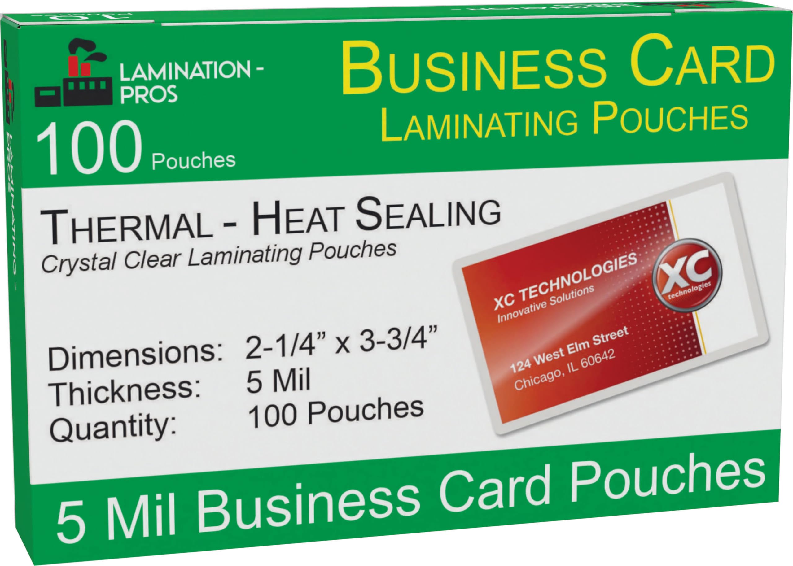 Business Card Laminating Pouches, 5 Mil Thickness, Business Card Pouches, Thermal Pouches, Heat Sealing Laminating Pouches - 2.25