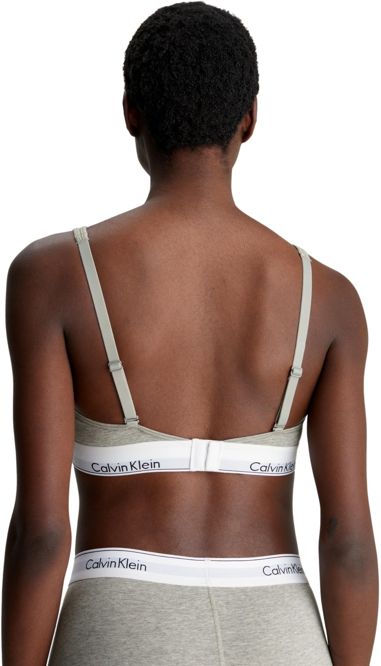 Calvin Klein Bralette Donna Lightly Lined Sportivo, Grigio (Grey Heather), L