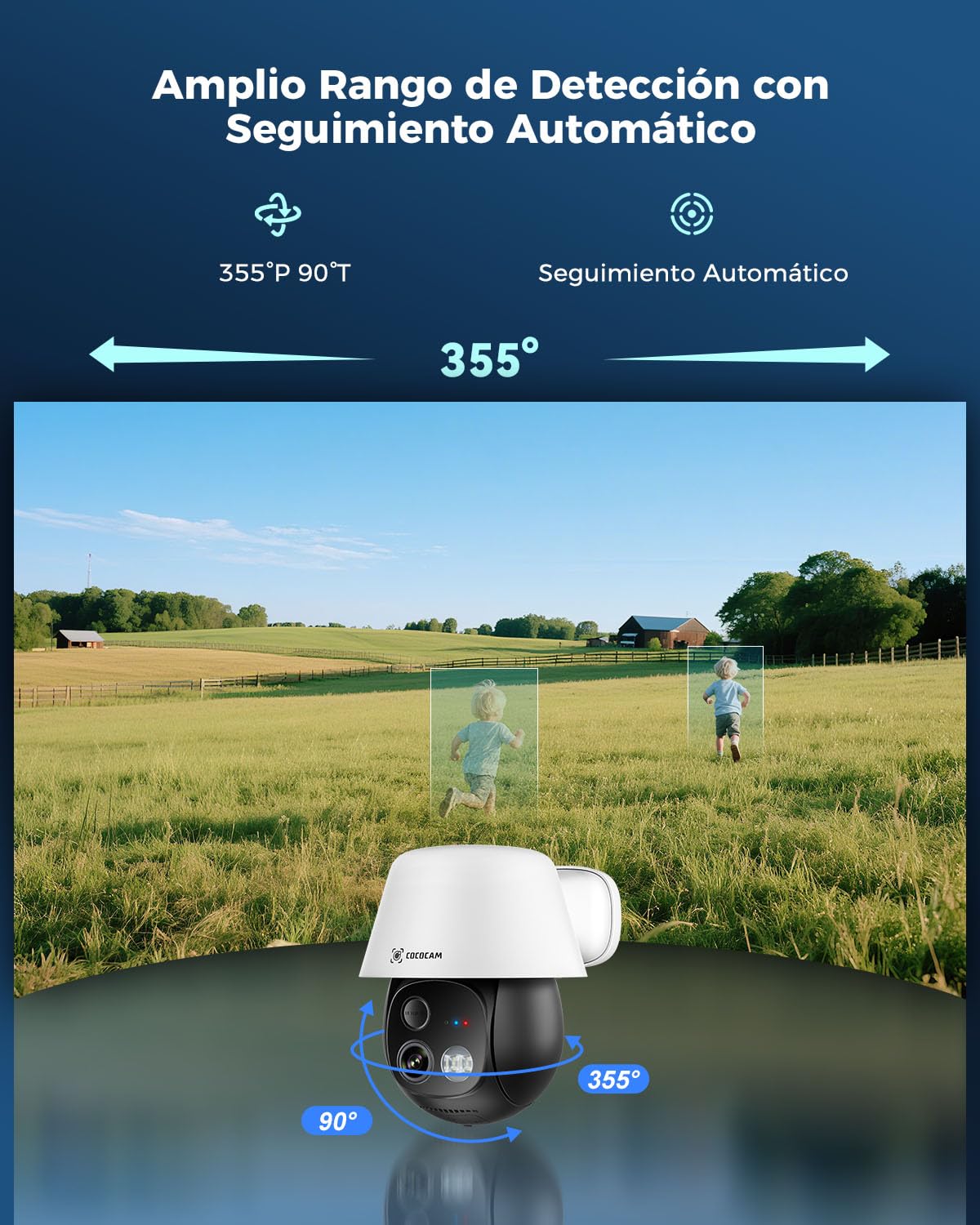 COCOCAM 24/7 AOV 4G Cámara Vigilancia Exterior Solar con SIM | 30m Visión Nocturna, Seguimiento Auto & Detección IA, Batería 10000mAh, Panel Solar 8W, PTZ 2K, eSIM incluida (Sin WiFi)
