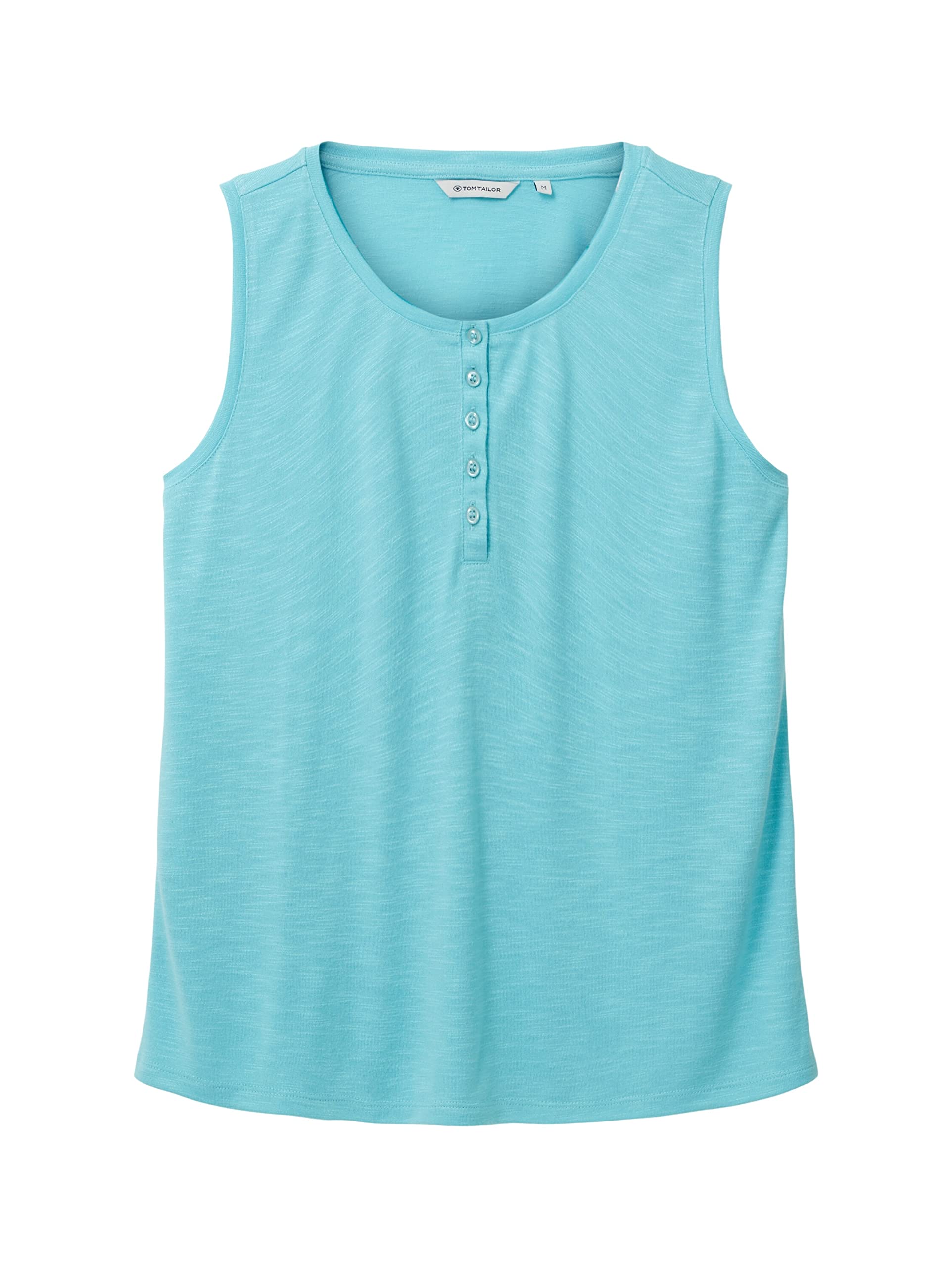 TOM TAILOR Women's Basic Top with Button Placket, 26007 Teal Radiance, S