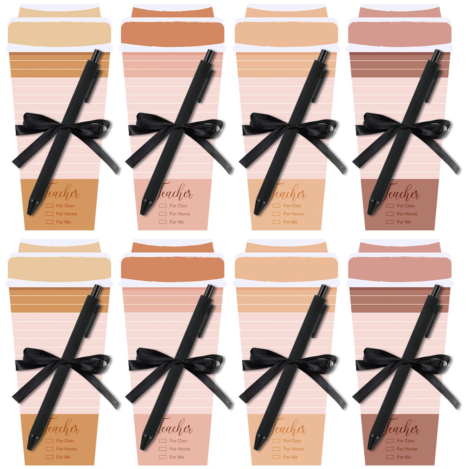 Zonon 8 Set Teacher Coffee Cup Notepad with Pen Christmas Teacher Gifts Holiday Note Pads Winter Memo Pad Shopping List to Do Notes Appreciation Gifts