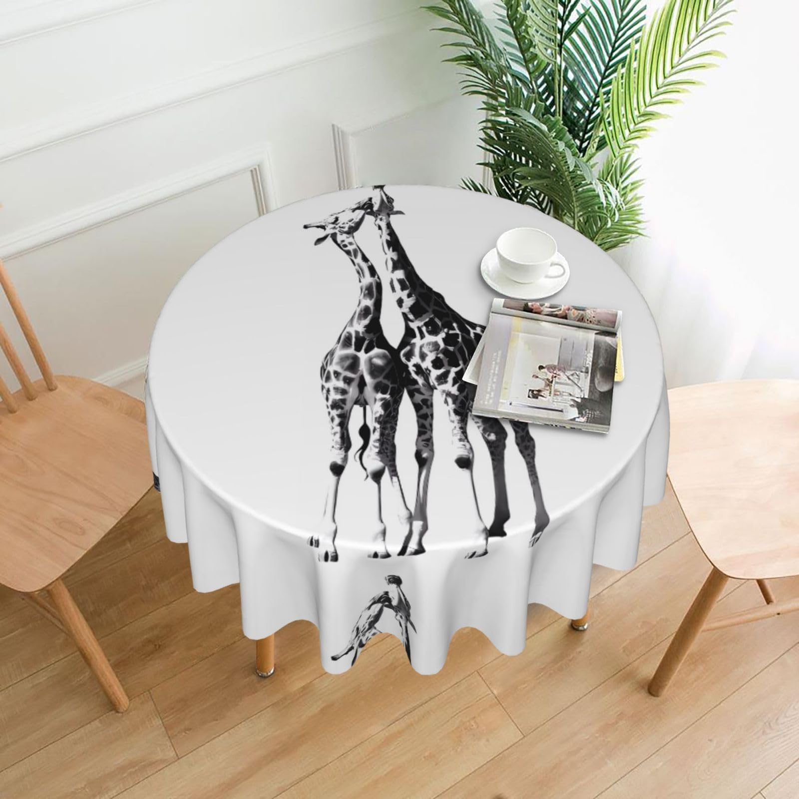 YYHWHJDE African Giraffe Prints Round Decorative Tablecloth 60in - High-Grade Polyester Throw for Elegant Dining & Festive Gatherings
