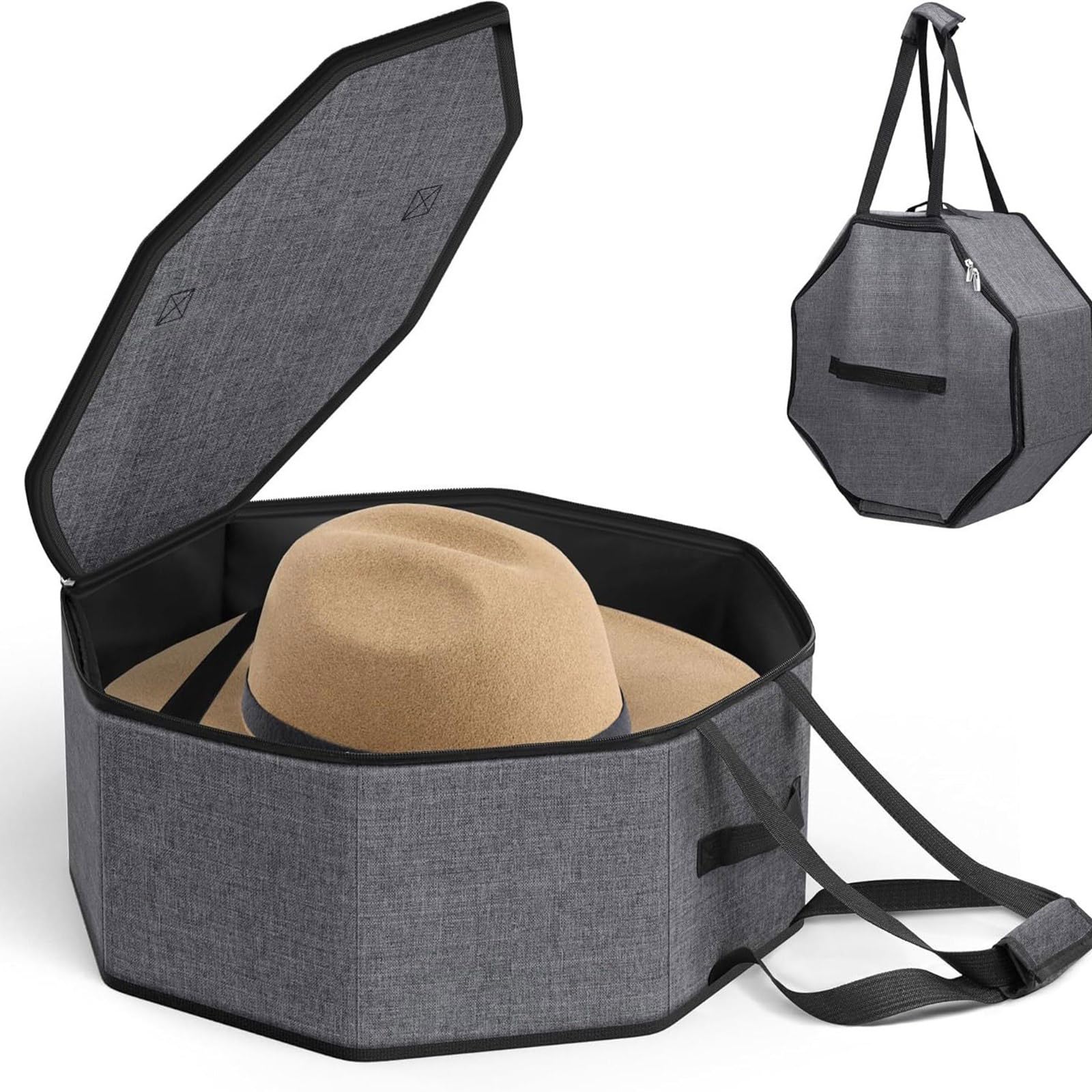 Convenient Foldable Hat Organiser Oxford Fabric Hat Bag with Carrying Handle Large Capacity Caps Storage Container