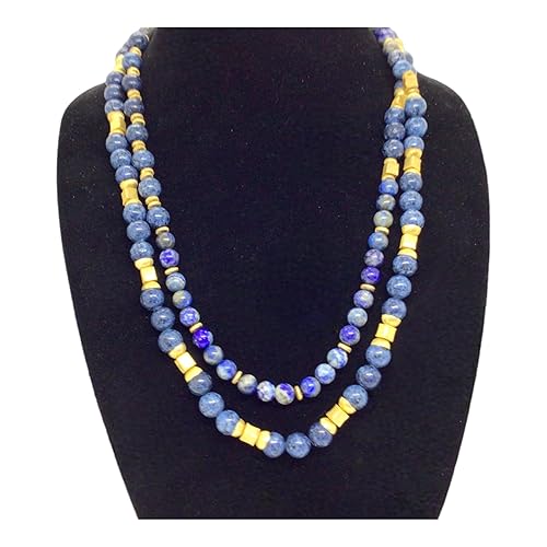 Midnight Magic Lapis Lazuli Blue and Gold Necklace - Handcrafted Statement Jewelry for Timeless Style