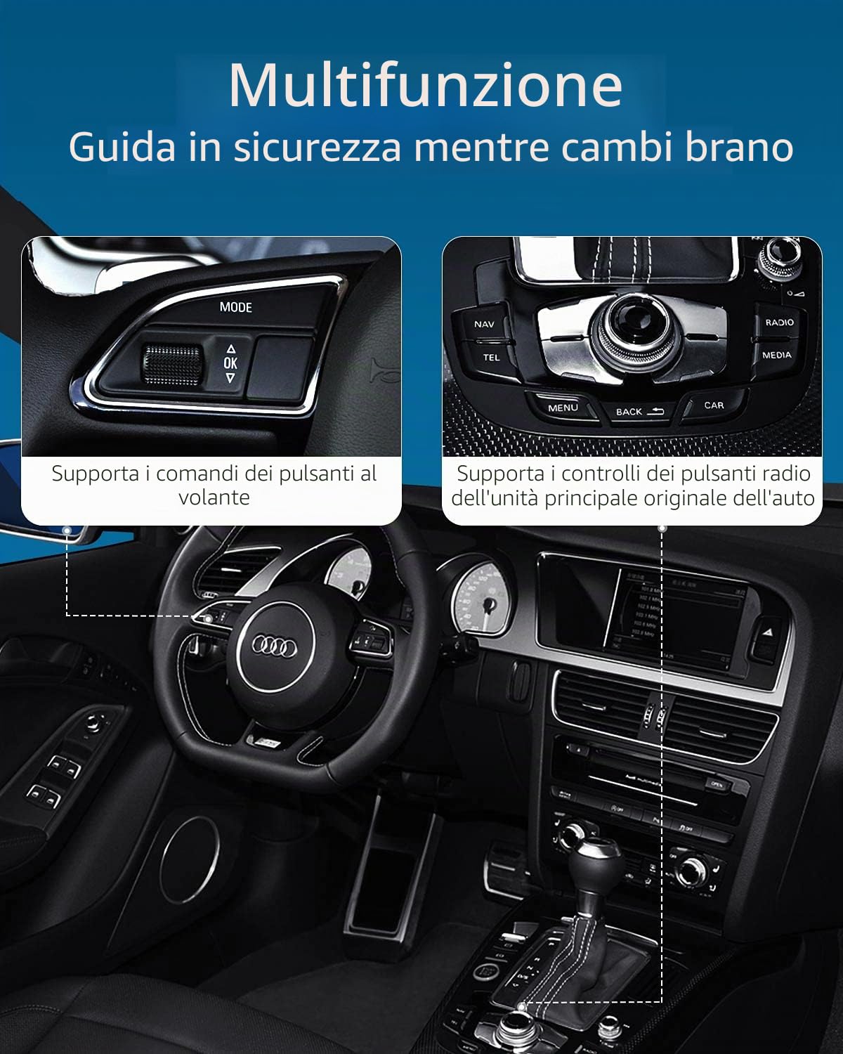 Airdual Bluetooth Adattatore per Audi MMI 2G AMI cavo iPod(2009 Year or Earlier)