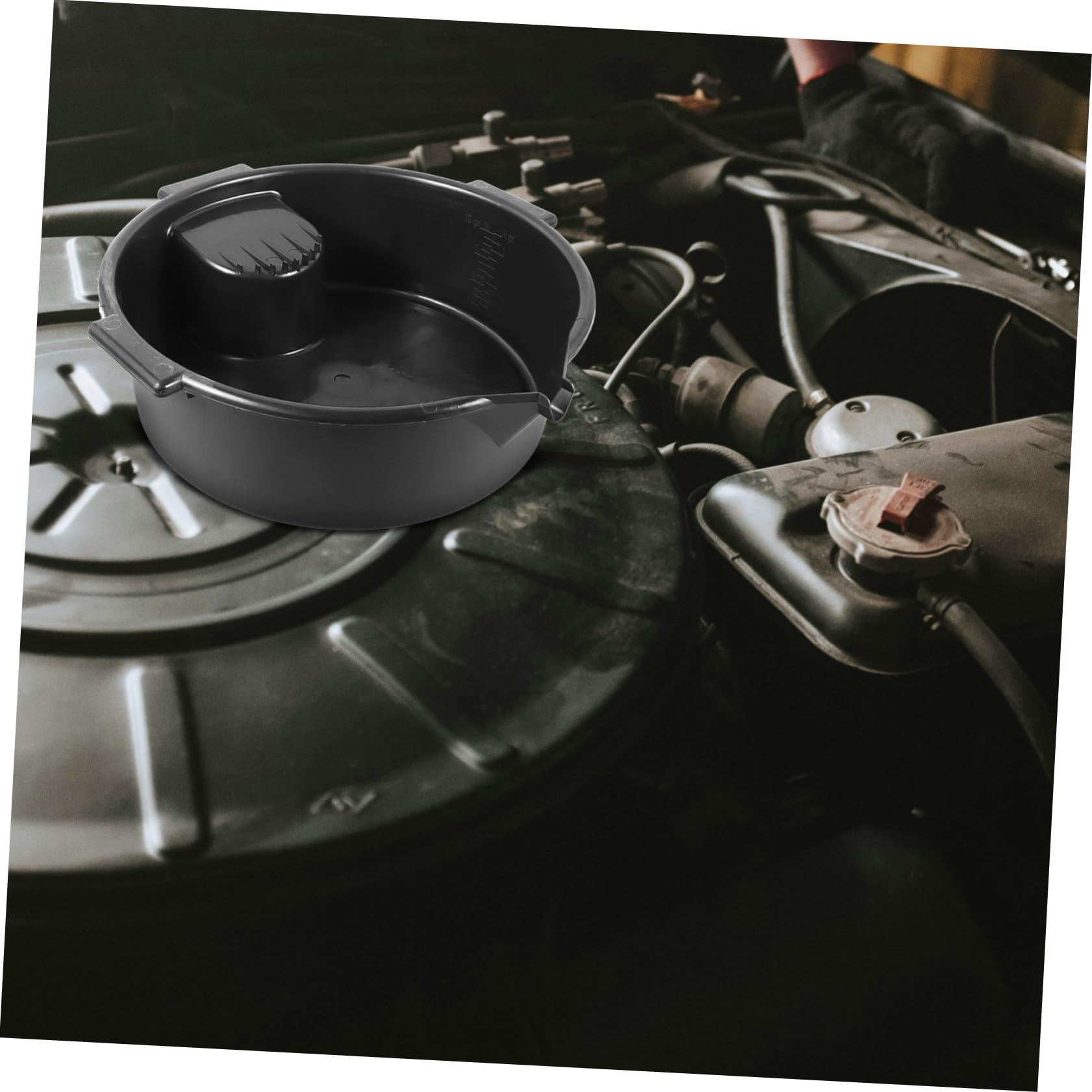 ERINGOGO Bac en Plastique Noir Design Étanche Grosse Capacité de Vidange Huile Moteur pour Entretien et Réparation Automobile Véhicule