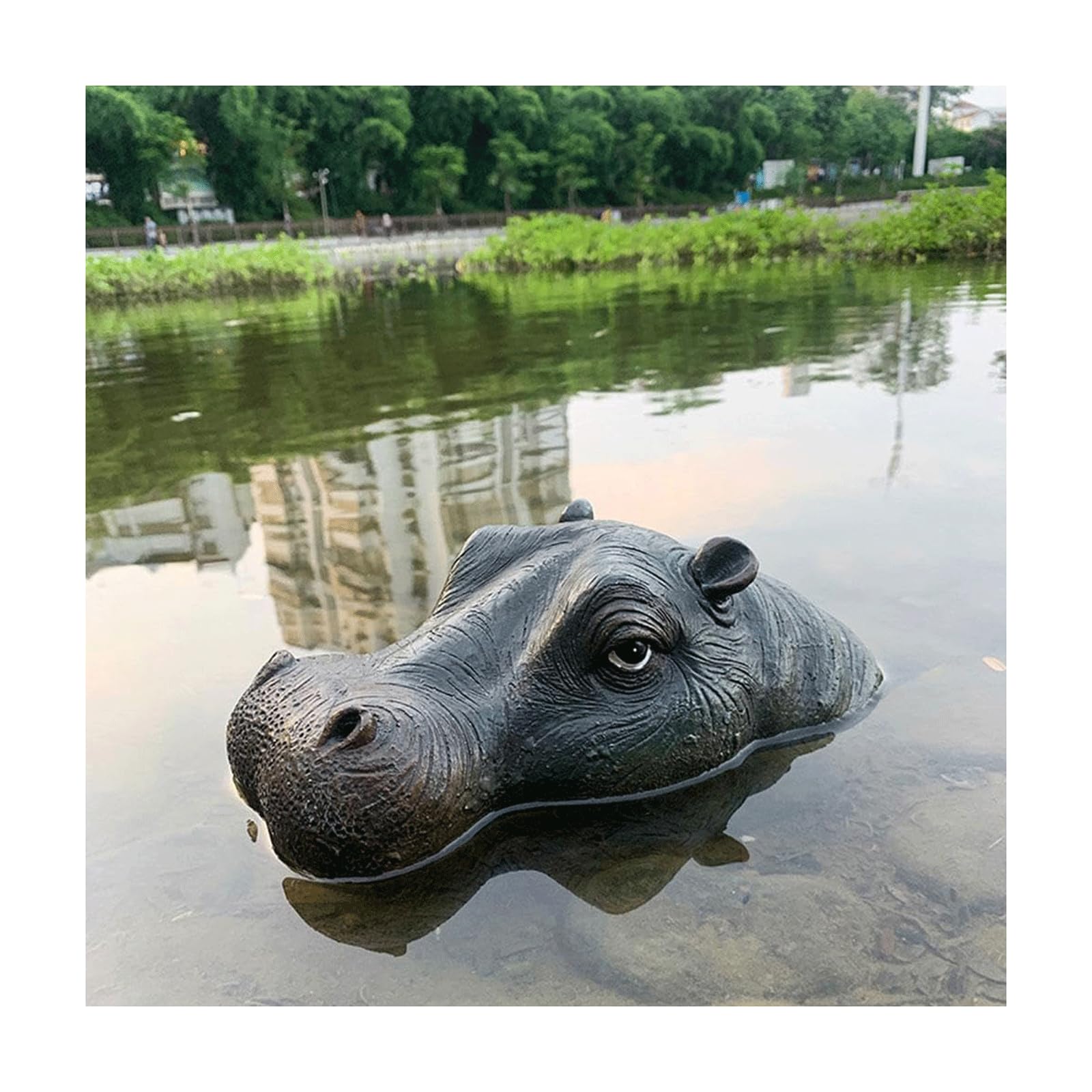 Statue d'hippopotame flottante décorative en résine pour étang et piscine de jardin