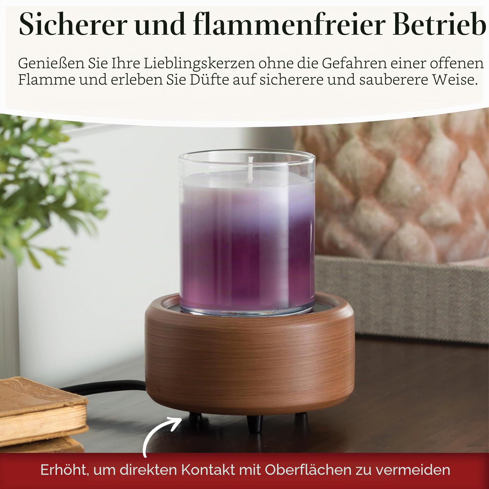 CANDLE WARMERS ETC 2-in-1 Kerzen- und Duftwärmer für Kerzen & Wachsschmelzen (Bronze/Walnuss) - sicherer, flammenfreier und langanhaltender Duft