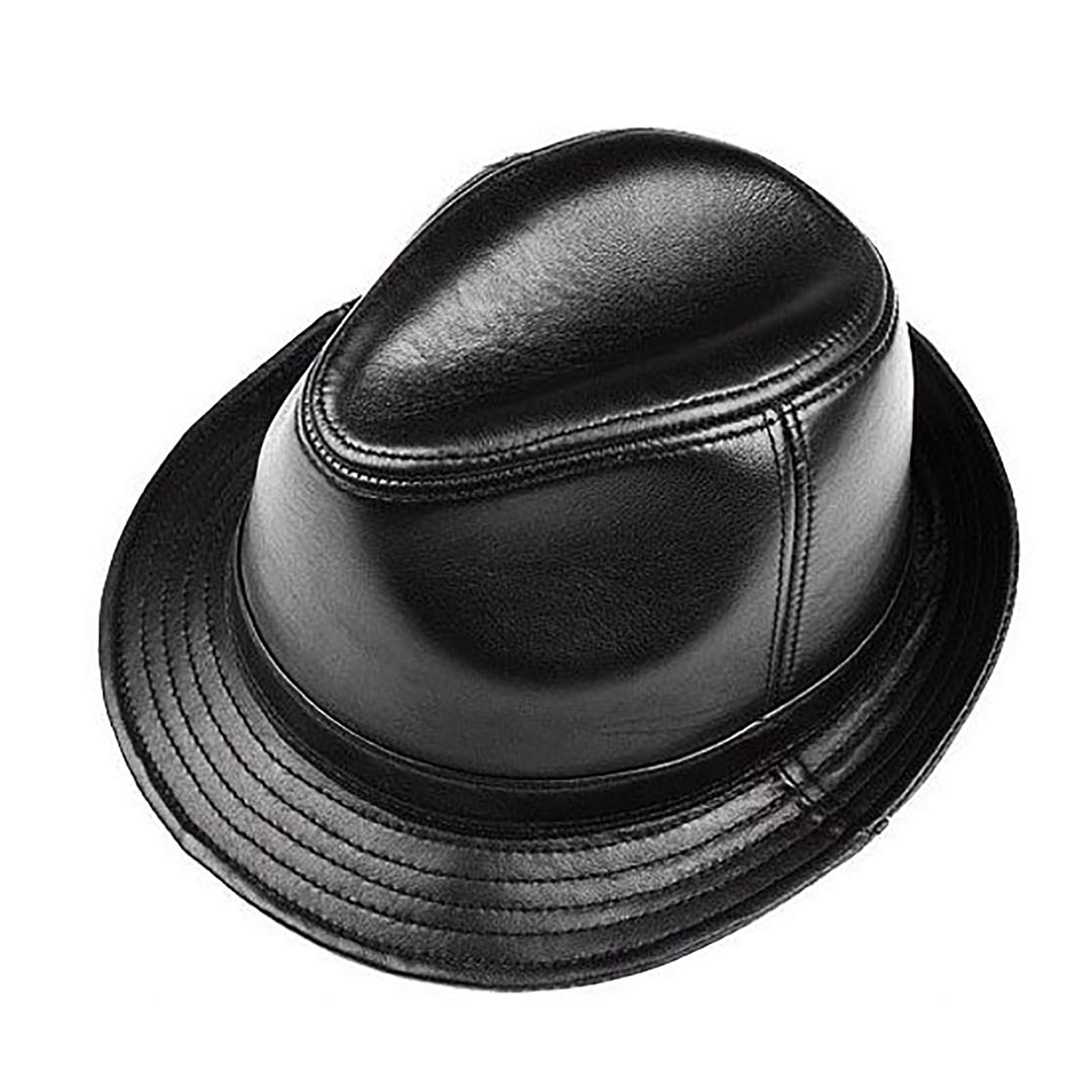Sombreros de invierno, cuero de los hombres Jazz Cap Sheeepskin Fedoras Hat Big Brim Sombrero otoño e invierno
