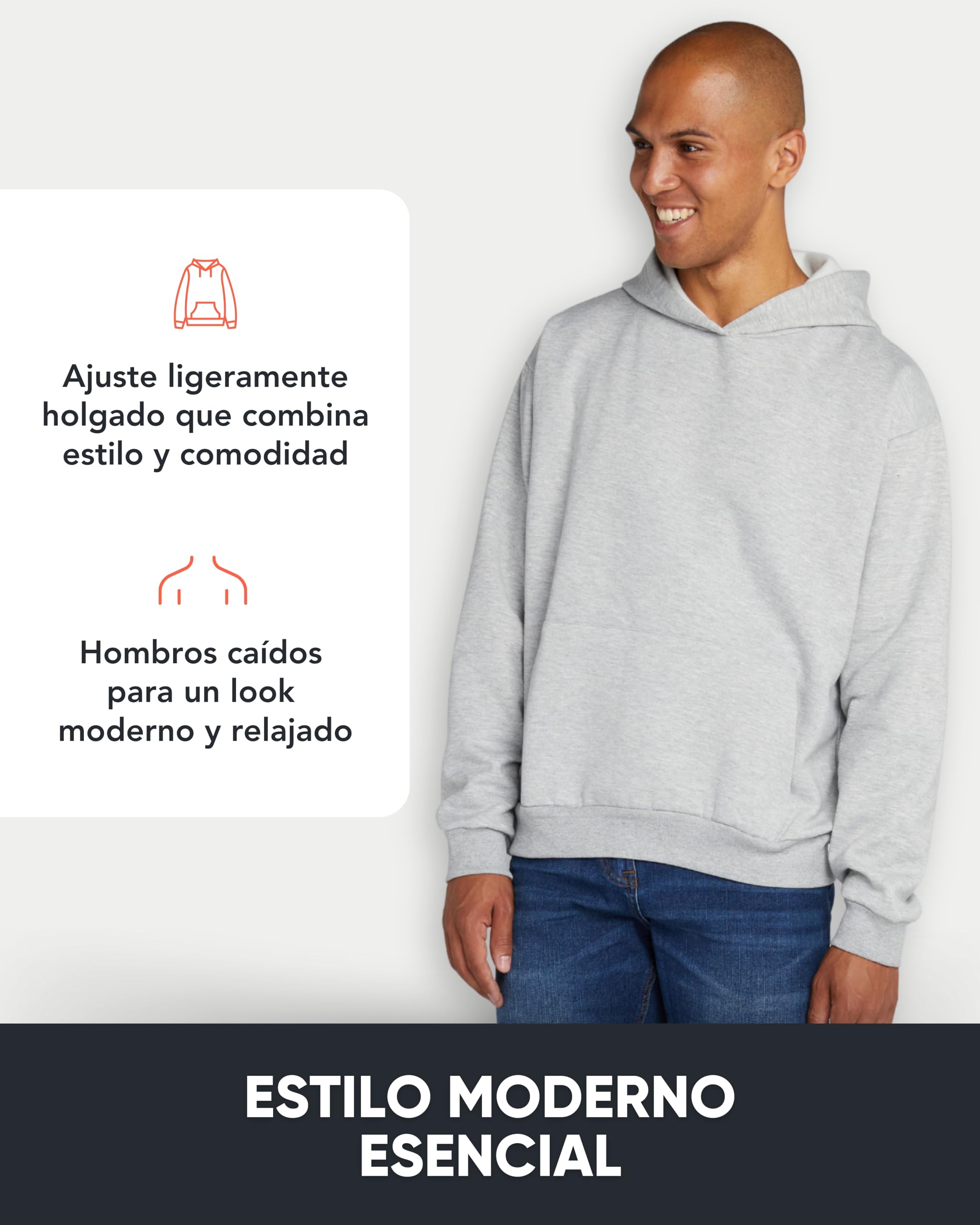 FM London Hoodie para Hombre - Sudadera con Capucha para Hombre, Ligeramente Holgada y de Diseño Pesado, Mezcla de Algodón Transpirable