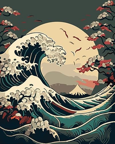 Miniatura 7 de TUMOVO Pintura por números para adultos, hermosa pintura acrílica de lago por números, fácil de pintar por números para principiantes, pintura de