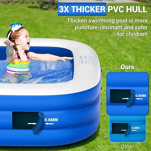 Miniatura 5 de Piscina inflable extragrande con bomba, 158 x 74 x 22 pulgadas, gran piscina inflable para exteriores, para adultos, piscina inflable familiar de