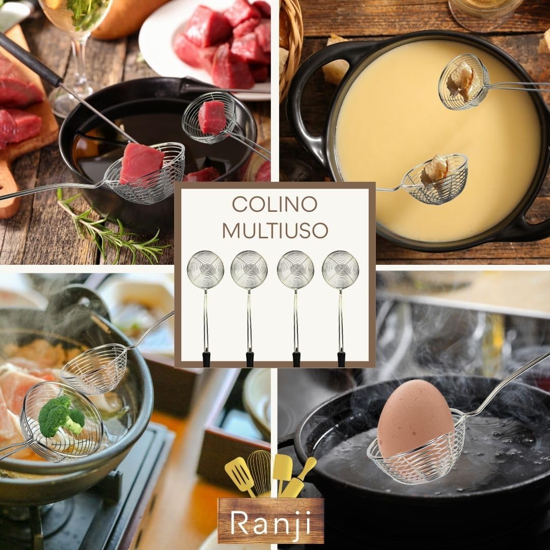 Set 8 Colini Per Fonduta RANJI - In Acciaio Inox Per Fonduta Cinese, Cioccolato E Bubble Tea | Con EBook Ricette - Foto 3