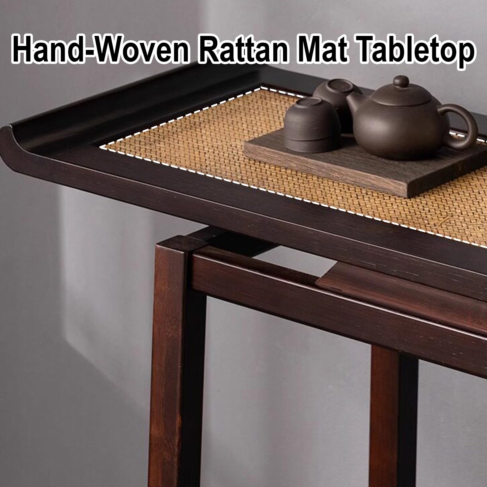 Tavolo consolle stretto – Tavolo da ingresso da 33 cm per corridoio, ingresso, atrio e soggiorno con superficie in rattan