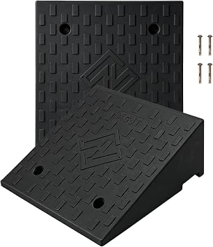 Curb Ramps for Driveway 7.5" Rise Height 2 Pack Heavy Duty Rubber Threshold Ramp, Portable Driveway Ramps for Cars Wheelchairs Motorcycle Scooter Lawn Mower, 7000lbs Load Capacity