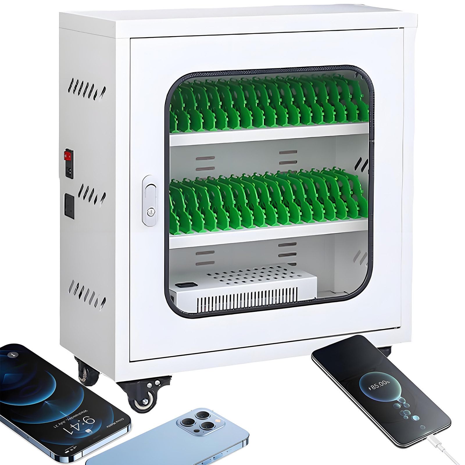 GUTYGIO Rechargeable Mobile Phone Storage Locker, USB Charging Station, 20/30/40/50/60 Slots Mobile Phone Charging Cabinet for School Church Airport 40slots
