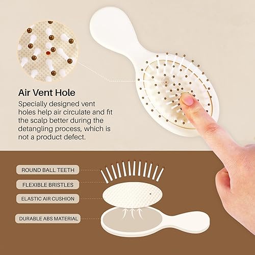 Miniatura 4 de Mini cepillo de pelo para mujeres, hombres y niños, cepillo de pelo tamaño viaje para bolso, bolsillo, mochila, cepillo pequeño con cerdas suaves,