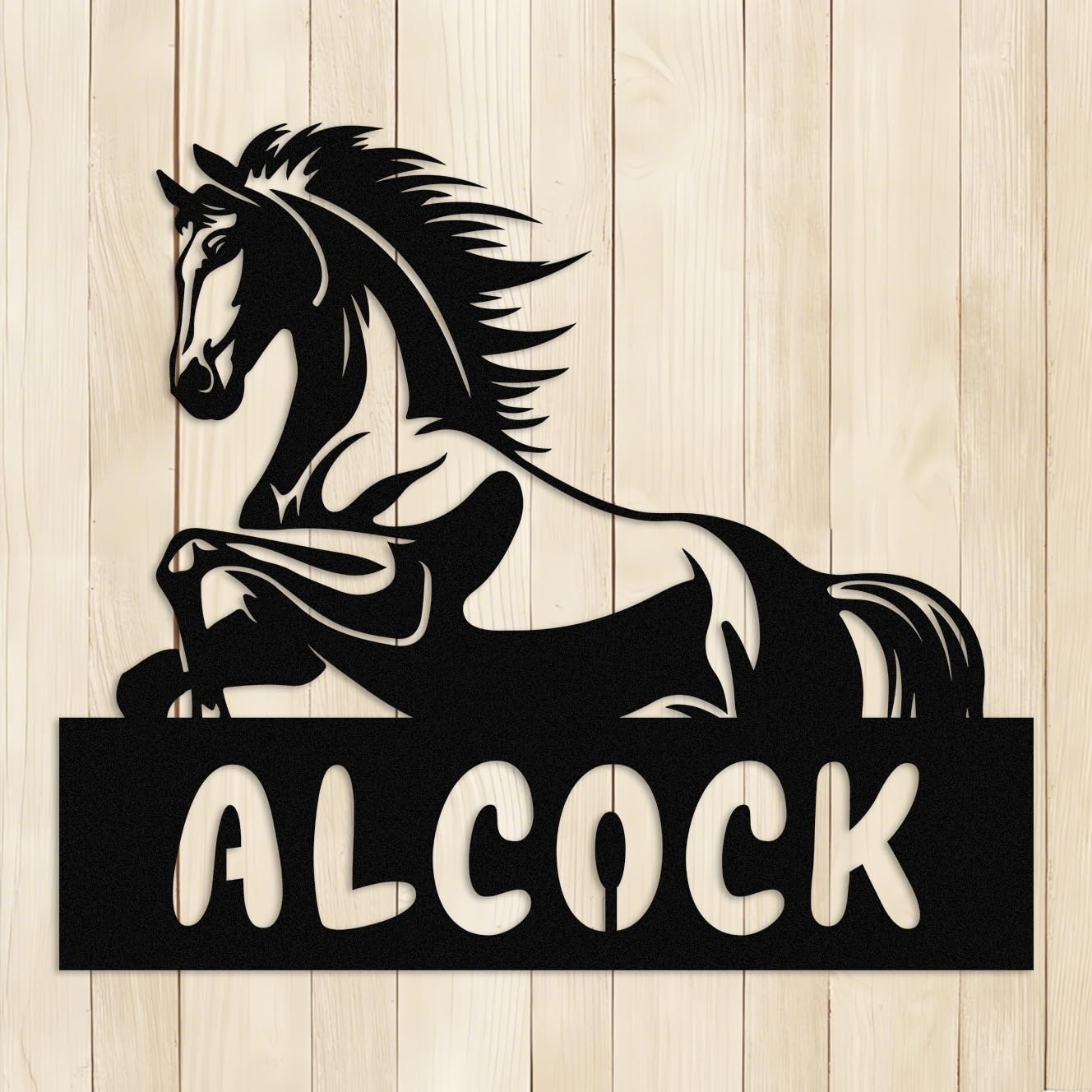 Met5kdm Horse-3 Custom Horse Ranch Name Sign,Personalised Horse Metal Wall Art,Barn Farmhouse Decor For Outside, Horse Lover Gift
