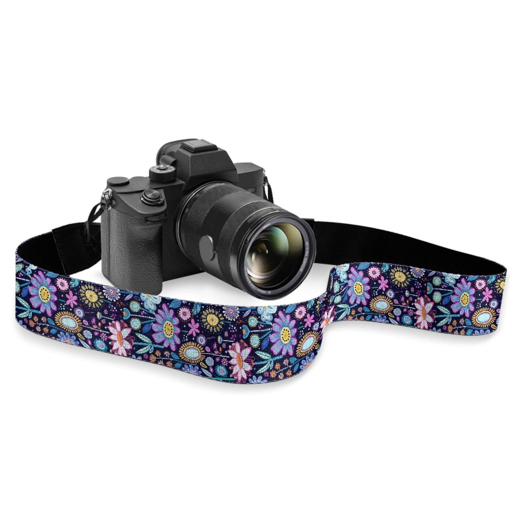 Boatee Hippie Flower Camera Strap Cross Body Camera Strap Multi-function Camera Lanyard Neck Strap for ALL DSLR/SLR Cameras Camera Harness For Photographers