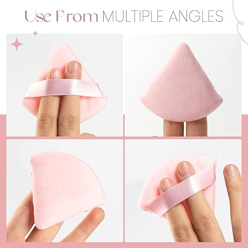 Miniatura 4 de MOTZU 12 piezas de algodón puro en polvo, hechas de terciopelo de algodón en forma de cuña triangular, diseñadas para contornear, debajo de los ojos