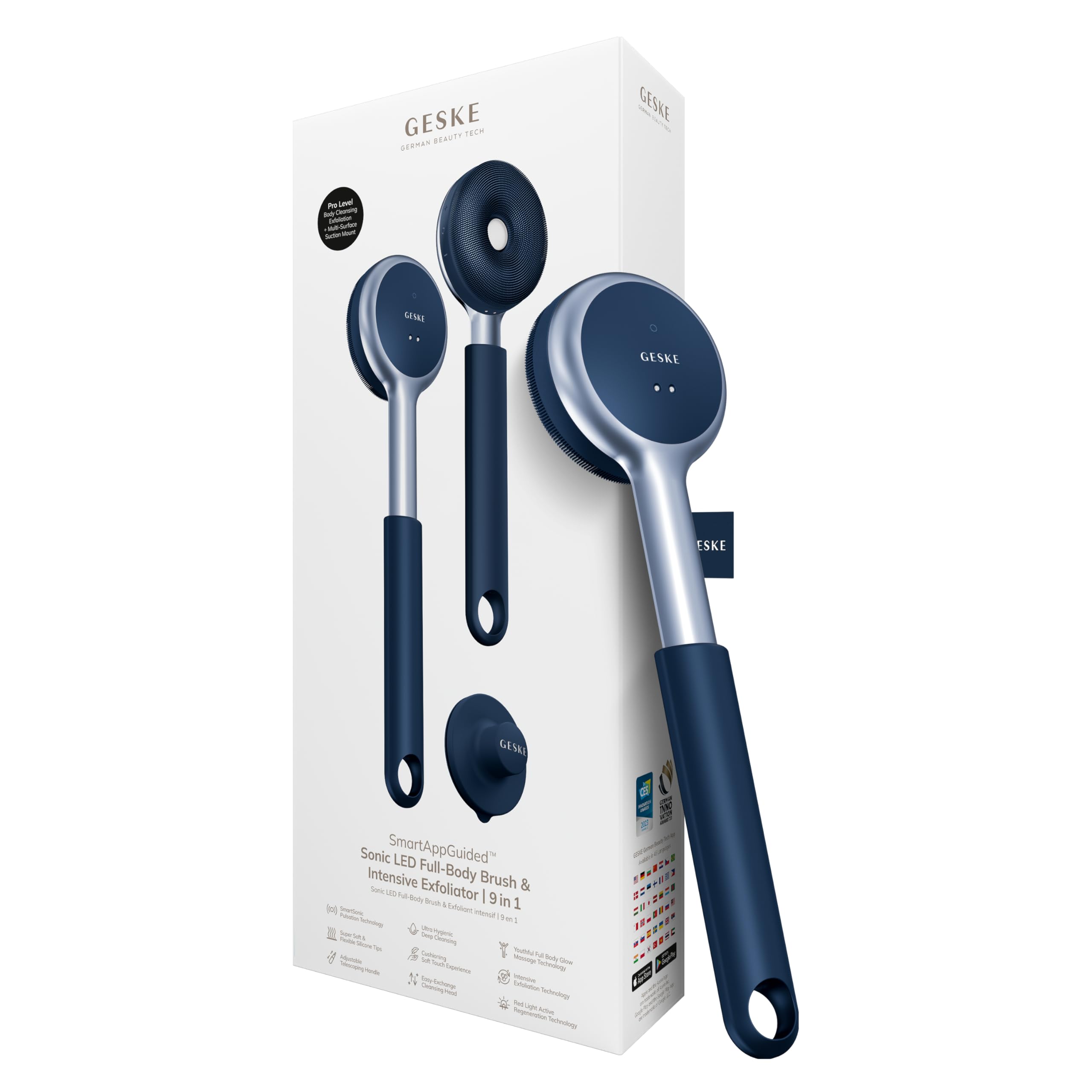 GESKE LED Sonic Full-Body Brush | 9 in 1 | Rimozione ruvidità