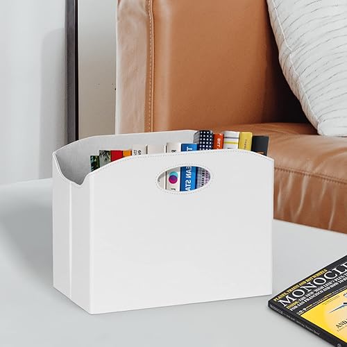 Miniatura 9 de EZDeco Revistero plegable para revistas, de piel sintética, para guardar libros, periódicos, organizador de carpetas de documentos para oficina y