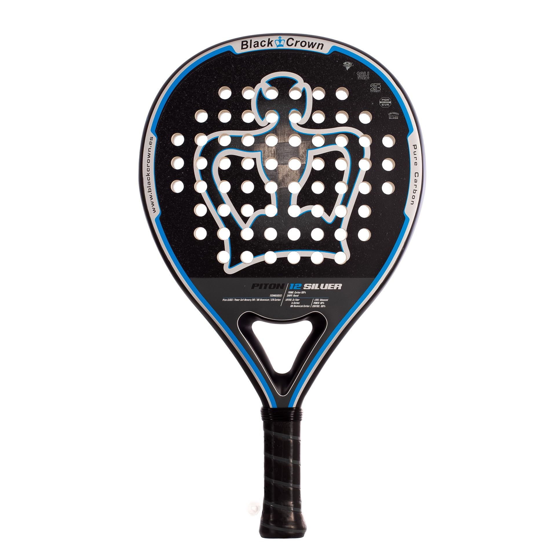Black Crown Piton 12 Silver Padel Racket One Size