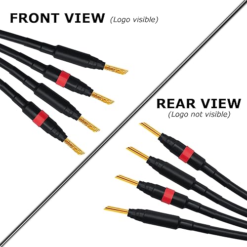 Miniatura 5 de WORLDS BEST CABLES Canare 4S11 de 10 pies – Grado audiófilo – Par de cables de altavoz HiFi Star-Quad Bi-Wire con conectores banana dorados Eminence