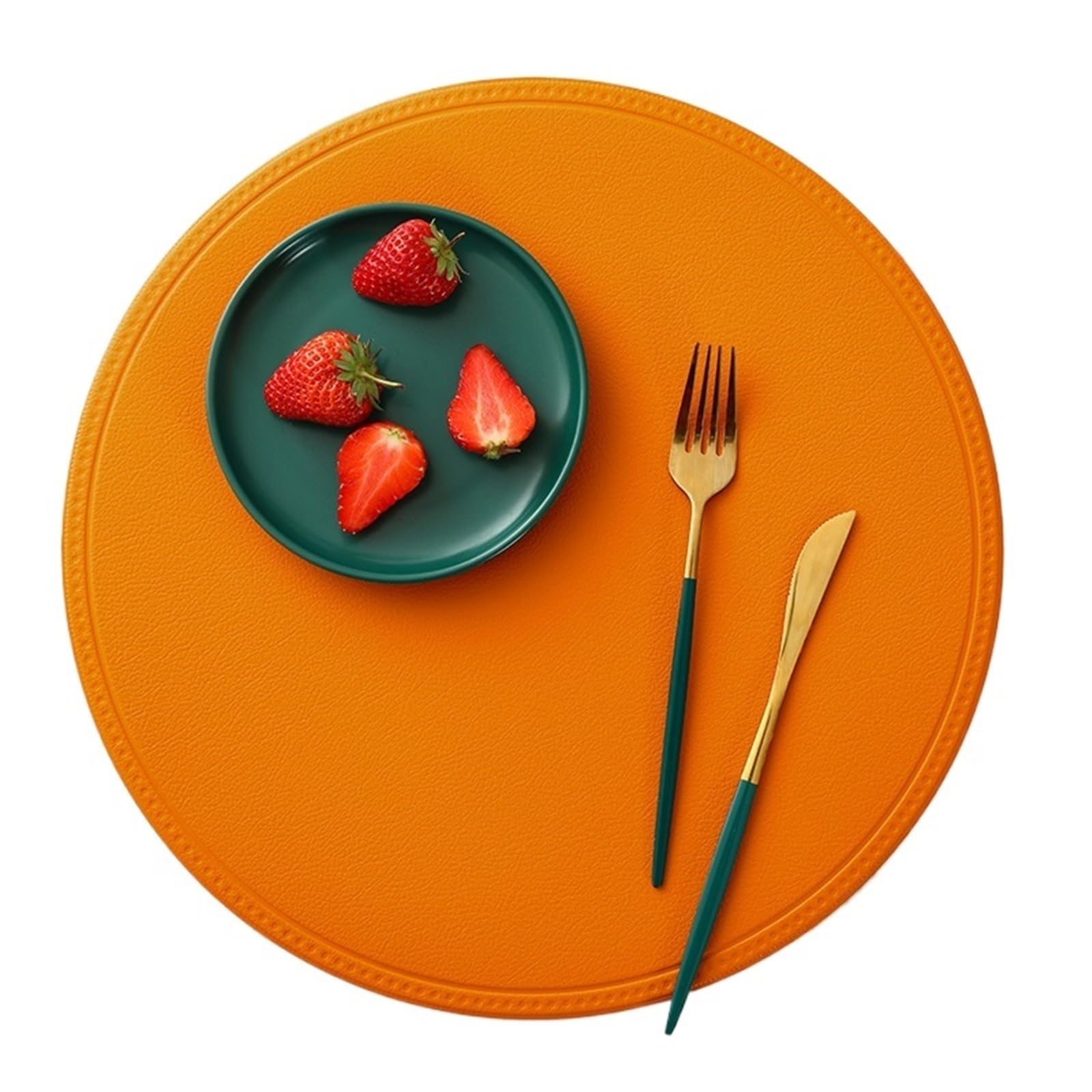 Manteles Individuales 4/6 Piezas Redondo/Mantenimiento Rectangular de Mantel Impermeable(Orange 01,6pieces)