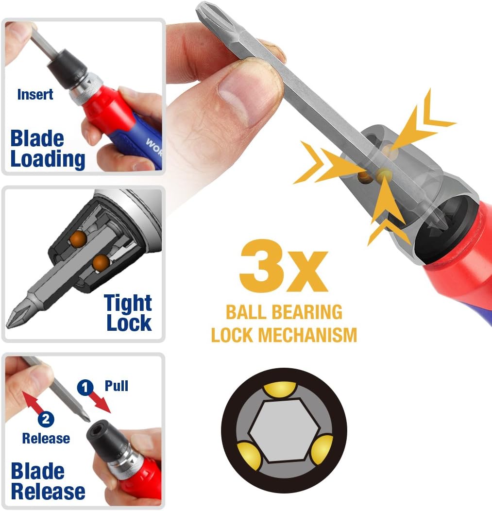 WORKPRO 10-in-1 Ratcheting Multi-bit Screwdriver Set with Bits Patented Quick-load Mechanism