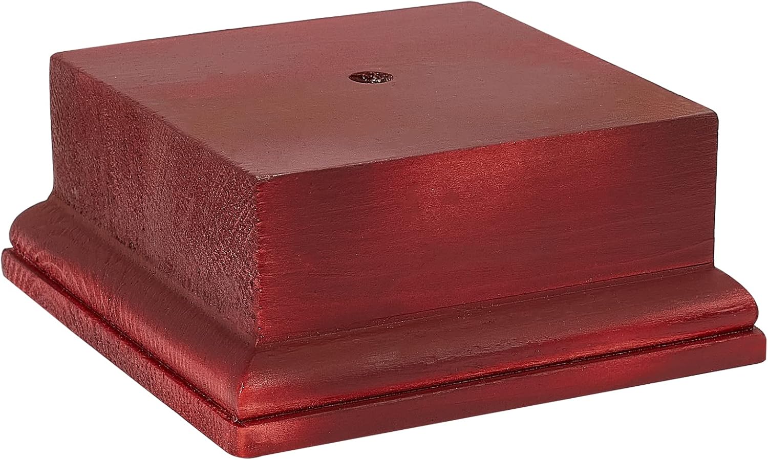 AHANDMAKER Square Wooden Pedestal Stand Display Base, 4.5 x 4.5 x 1.96 Inch Wooden Trophy Base, Wood Decorative Base Medals Display Base for Collectibles Display Home Decoration, Dark Red