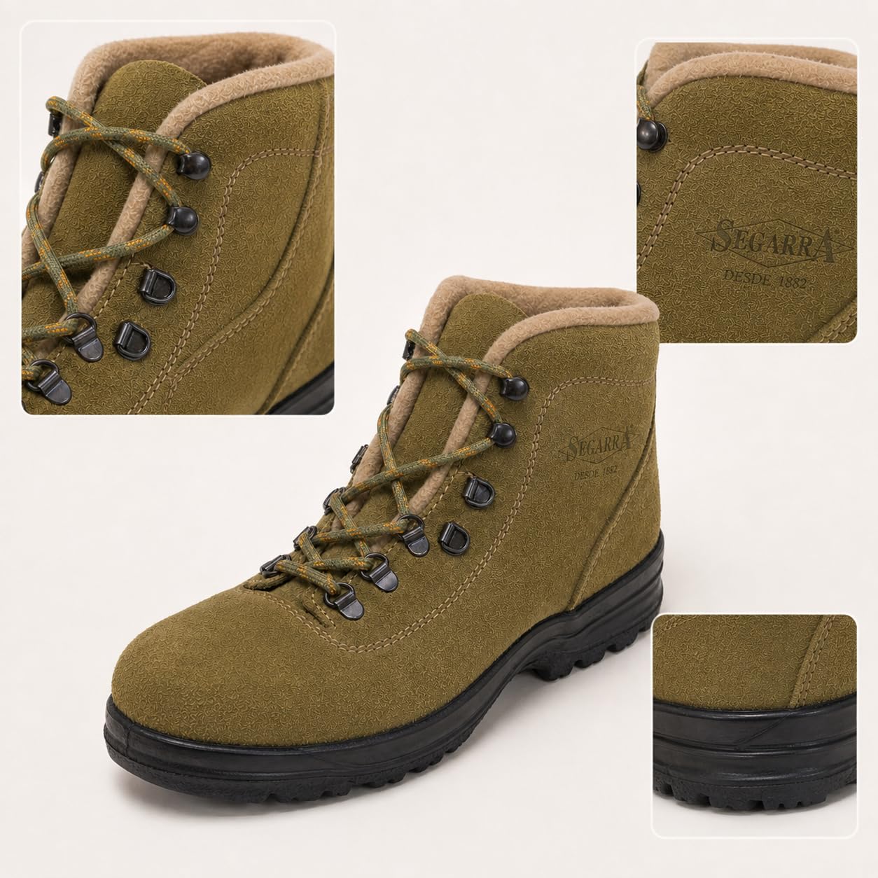 Segarra Botas de Montaña Impermeables de Cuero con Borreguito
