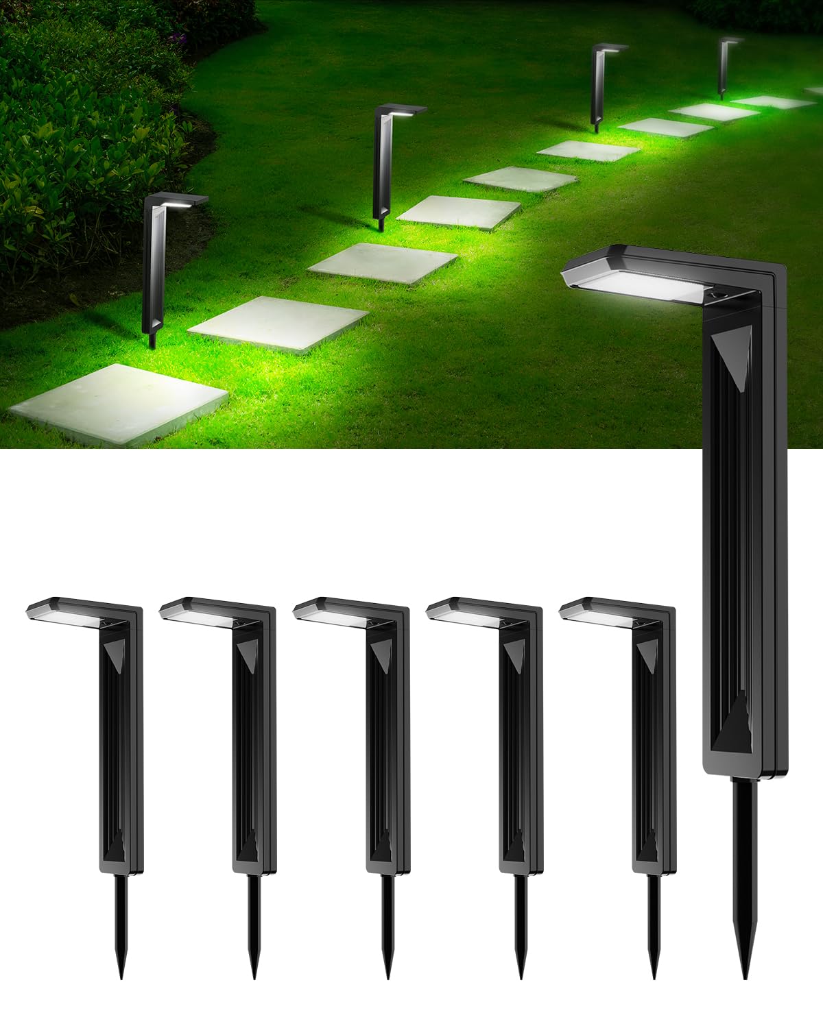6 Pack Solar Powered Pathway Lights Outdoor Waterproof 30 LED