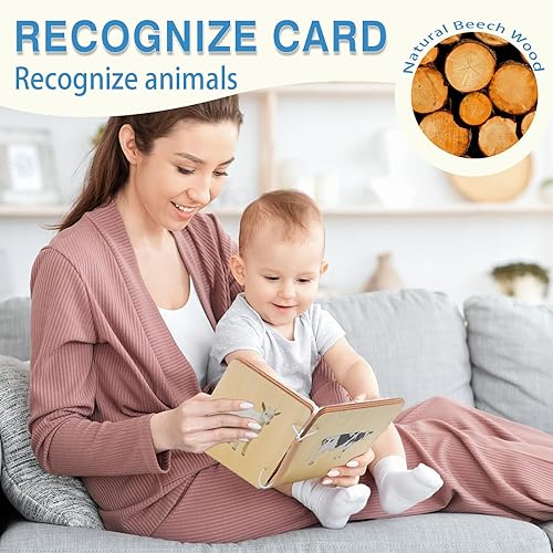 Miniatura 5 de Hidoggy Montessori - Juego de juguetes para bebés de 6 a 12 meses, juego educativo de aprendizaje 6 en 1, incluye libro de madera, caja de