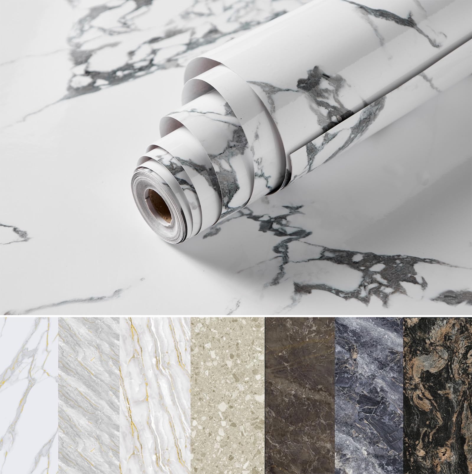Marble Contact Paper for Countertops Cover -118''x24'' Peel and Stick Wallpaper - Removable Self Adhesive Thick Granite Vinyl Film Roll, Arabescato