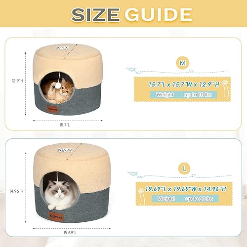 Cat Bed for Indoor Cats, 2-in-1 Convertible Cat Cave & — close-up of materials and construction quality