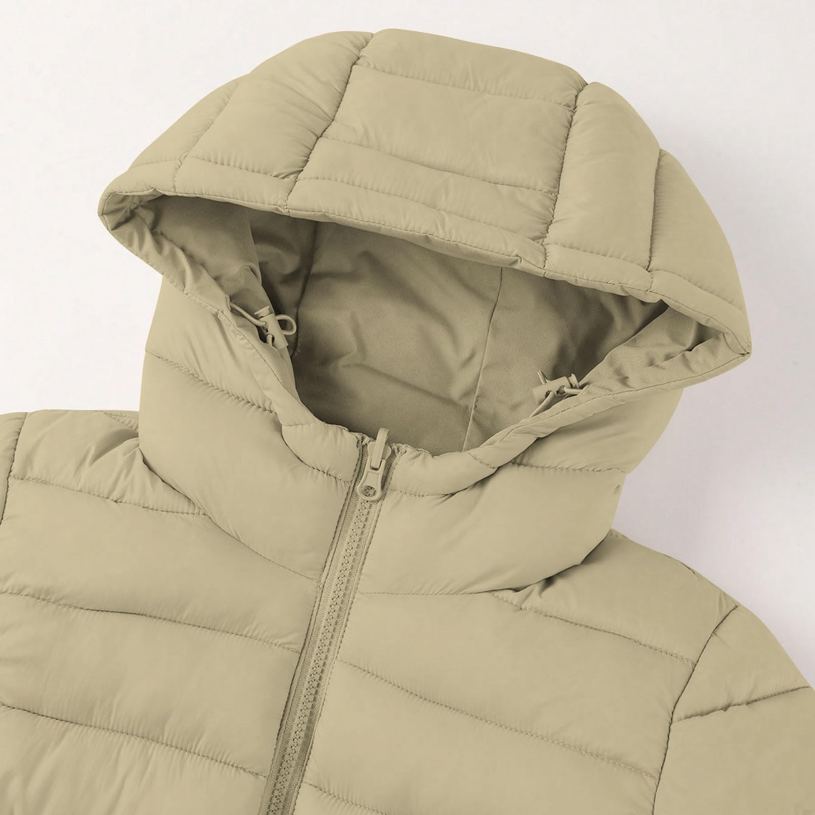 Abrigo largo de invierno para mujer, chaqueta acolchada ligera con capucha, cremallera, resistente al viento, con bolsillos, longitud media, acolchada, parka térmica, abrigo para senderismo, escalada