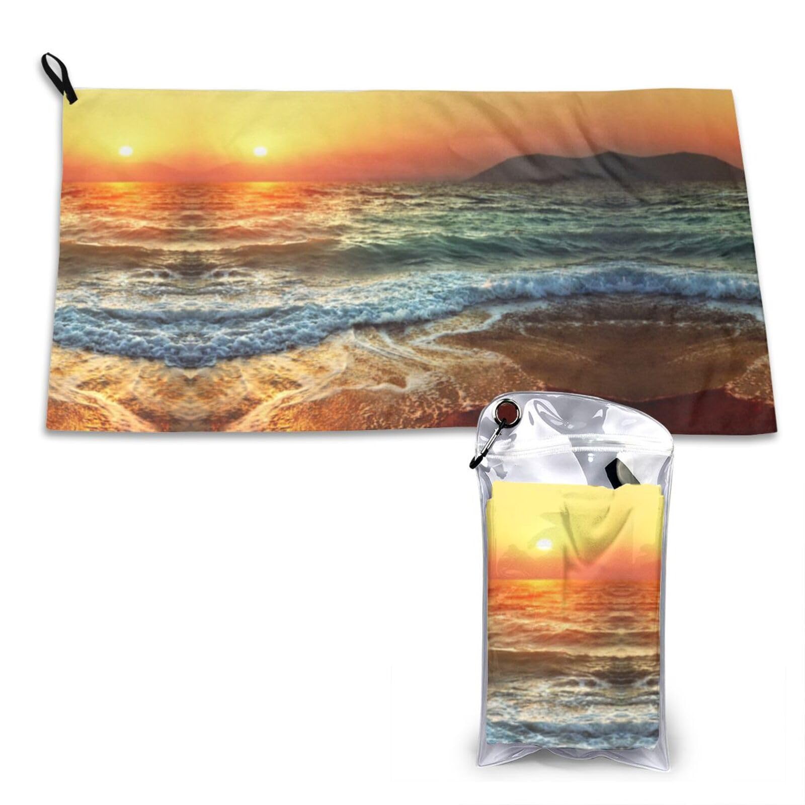 WXWJSHMGC Waves Sunset Print Cooling Towel, Gym Towel,Cooling Towels For Neck, Soft Breathable Travel Cool Towel,Sports Towels For Gym,Camping