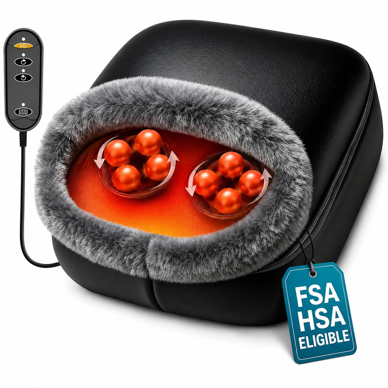 Shiatsu masażer do stóp z ciepłem, ogrzewacz do stóp 2 w 1, masażer pleców, masażer do stóp do krążenia i łagodzenia bólu, elektryczny masażer do stóp, łagodzenie bólu stóp, łagodzenie neuropatii