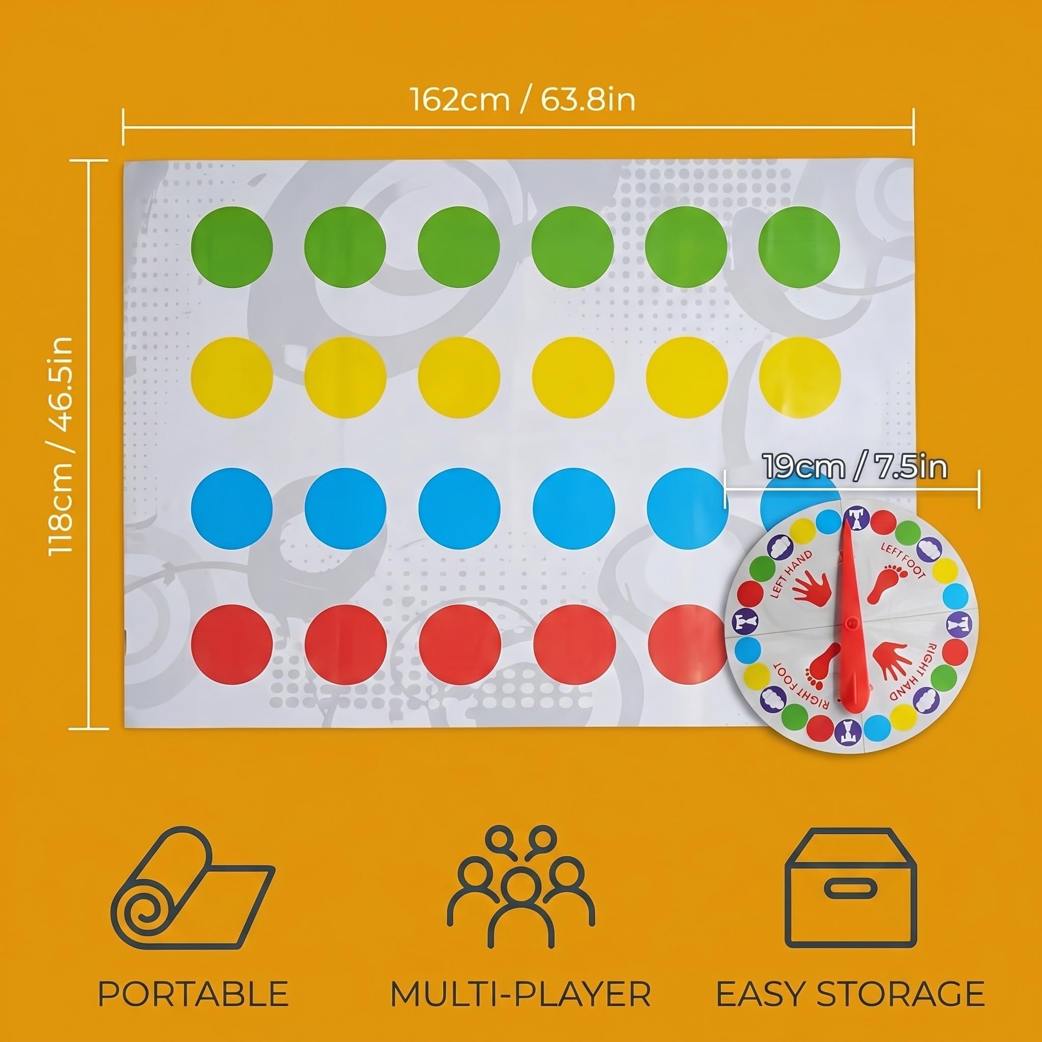 Twister Juego Infantil,Twisting Game Partir de 6 Años, Juego de Piso Familiar con Alfombrilla de Juego, lustige Spiel für Interinen und Ausraußen