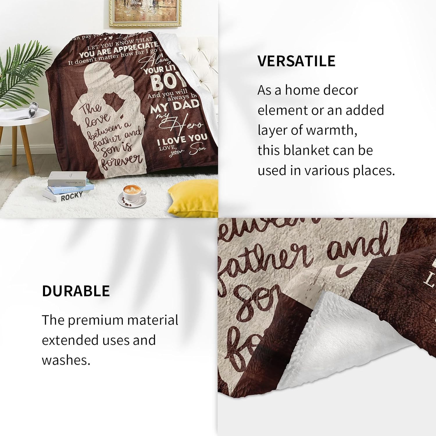 Dad Gifts, Birthday Gifts for Dad from Son Blankets 60"x50", Birthday Present for Daddy, Father Present from Son, Presents for Best Daddy Ever - Image 5