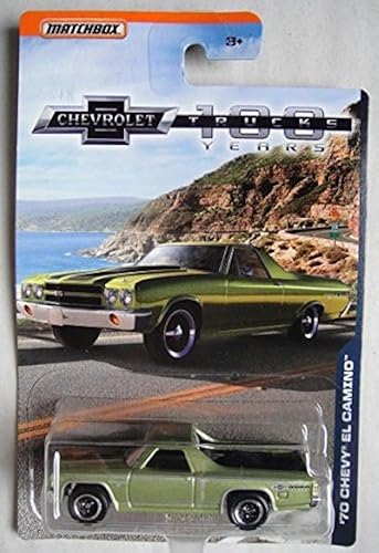 MATCHBOX 1:69 ESCALA A DIE CAST CHEVROLET 100 AÑOS CAMIONES, VERDE '70 CHEVY EL CAMINO
