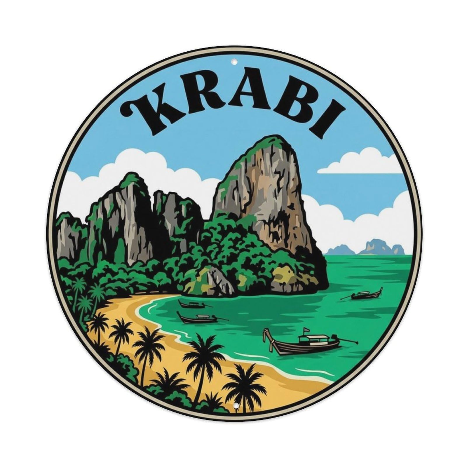 Krabi Thailand Vintage City Travel Landmark Metal Tin Sign