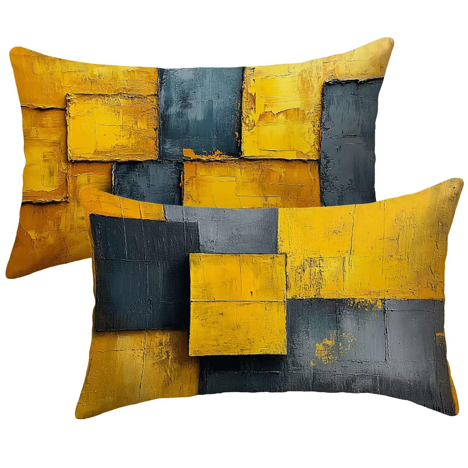 Coussin exterieur impermeable jaune 50x70 cm lot de 2 housses de canape